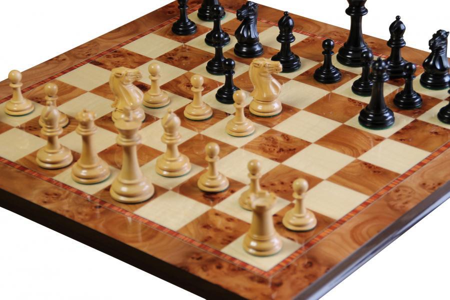 Morphy Ebonised Chess Set & Elm Chess Board -  CHESSMAZE STORE UK